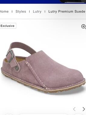 Birkenstock Lutry Premium Suede in Faded Purple. Sz 41